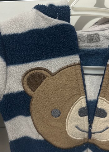 Gri Çizgili Erkek Bebek Polar Tulumu - Görsel 2