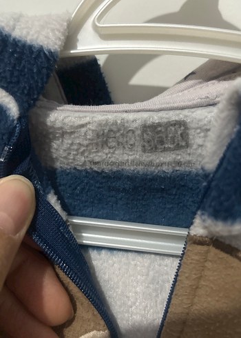 Gri Çizgili Erkek Bebek Polar Tulumu - Görsel 3