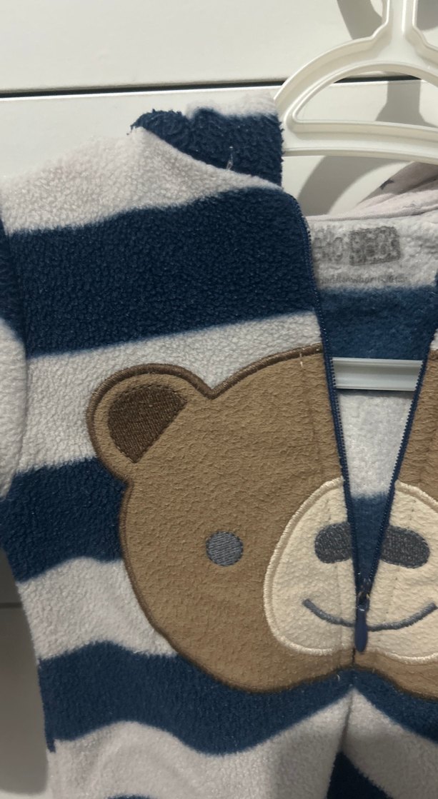 Gri Çizgili Erkek Bebek Polar Tulumu - Görsel 2