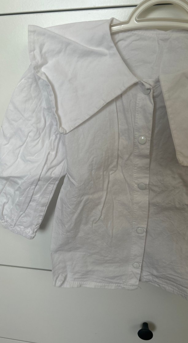 Düğmeli Beyaz Keten Kadın Gömlek - Görsel 2