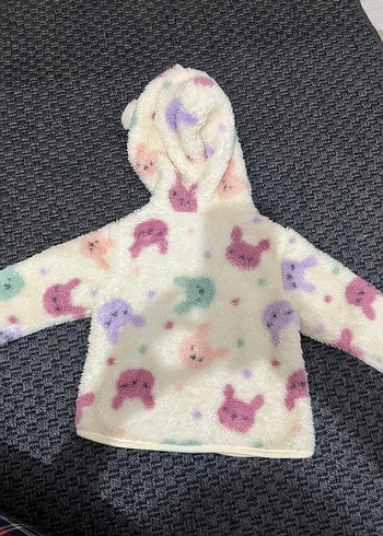 Kız Çocuk Kapüşonlu Peluş Ceket ve Peluş Alt - Görsel 2