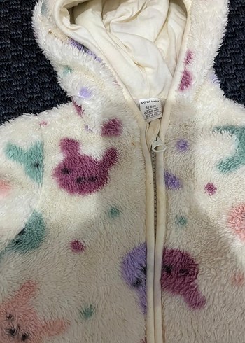 Kız Çocuk Kapüşonlu Peluş Ceket ve Peluş Alt - Görsel 4