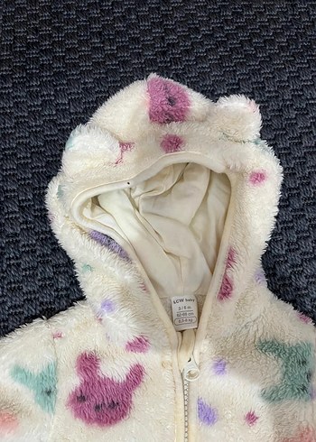 Kız Çocuk Kapüşonlu Peluş Ceket ve Peluş Alt - Görsel 3