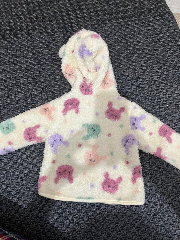 Kız Çocuk Kapüşonlu Peluş Ceket ve Peluş Alt - Görsel 2