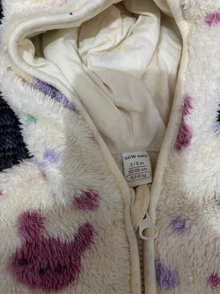 Kız Çocuk Kapüşonlu Peluş Ceket ve Peluş Alt - Görsel 5