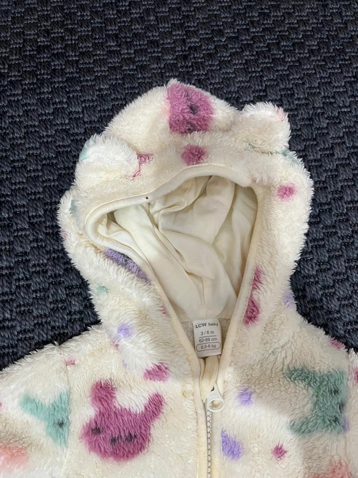 Kız Çocuk Kapüşonlu Peluş Ceket ve Peluş Alt - Görsel 3