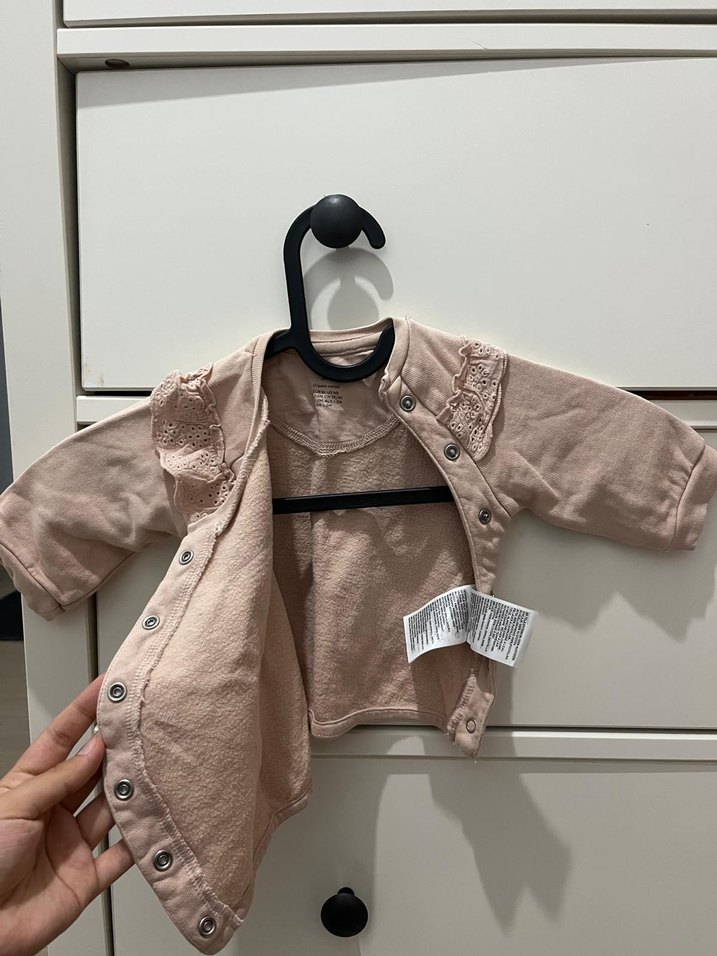 Kız Çocuk Pembe Keten Fırfırlı Bluz ve Çiçekli Tayt - Görsel 4