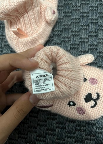 Kız Çocuk Pembe Nakışlı Örgü Sıcak Panduf - Görsel 3