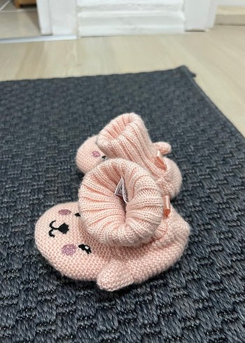 Kız Çocuk Pembe Nakışlı Örgü Sıcak Panduf - Görsel 2