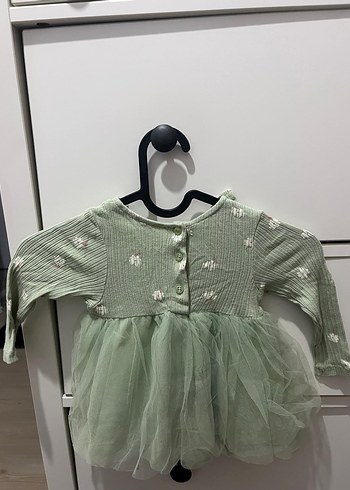 Yeşil Nakışlı Kız Çocuk Uzun Kollu Elbise - Görsel 2