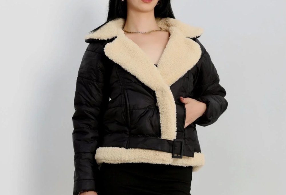 Küeklü Siyah Kadın Kısa Mont - Görsel 2