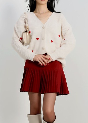 Nakışlı Kalpli Triko Hırka - Görsel 2