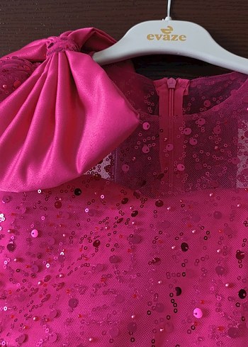 Pembe Mini Nakışlı Fırfırlı Çocuk Abiye