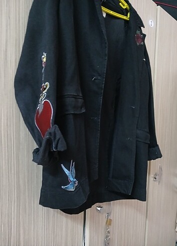Vatkalı kot kumaş blazer kesim ceket 