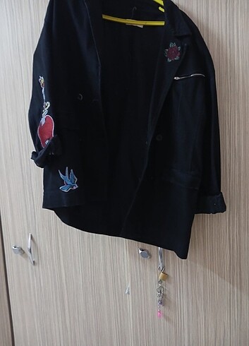 m Beden Vatkalı kot kumaş blazer kesim ceket