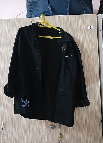 m Beden siyah Renk Vatkalı kot kumaş blazer kesim ceket