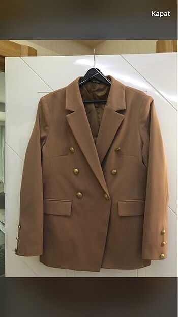 Camel Gold Düğmeli Blazer Ceket - Görsel 2
