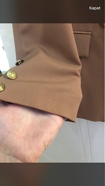 Camel Gold Düğmeli Blazer Ceket - Görsel 3