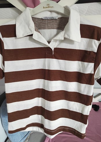 Düğmeli Kahverengi Çizgili Hamile Gömleği - Görsel 3