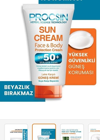 Procsin SPF 50+ Yüz ve Vücut Güneş Kremi 50 ml - Görsel 2