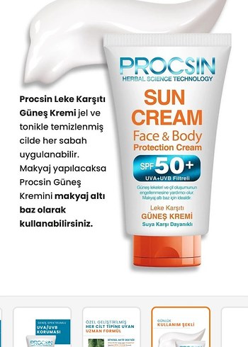 Procsin SPF 50+ Yüz ve Vücut Güneş Kremi 50 ml - Görsel 4