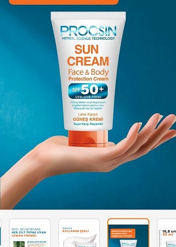 Procsin SPF 50+ Yüz ve Vücut Güneş Kremi 50 ml - Görsel 5