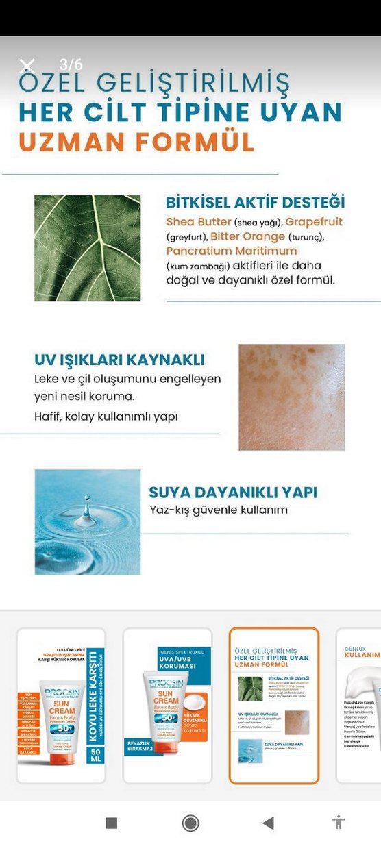 Procsin SPF 50+ Yüz ve Vücut Güneş Kremi 50 ml - Görsel 3