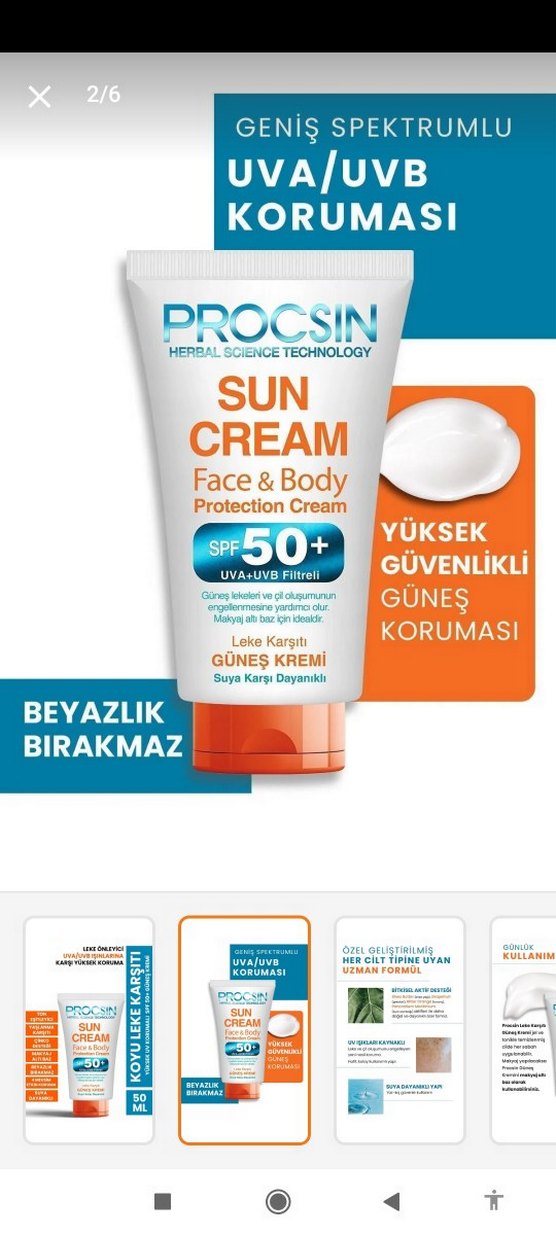 Procsin SPF 50+ Yüz ve Vücut Güneş Kremi 50 ml - Görsel 2