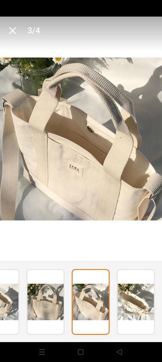 Kanvas ayarlanabilir askılı çıtçıtlı çanta - Görsel 3