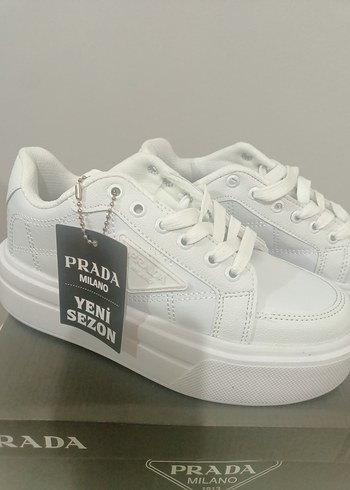Beyaz Prada Platform Kadın Spor Ayakkabı - Görsel 2