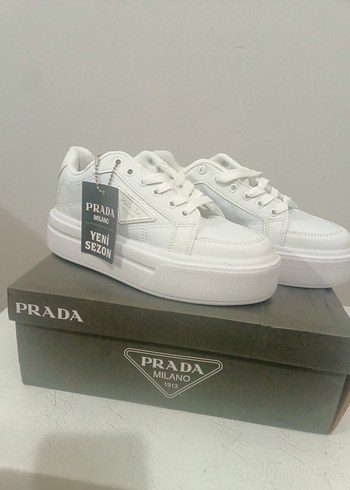 Beyaz Prada Platform Kadın Spor Ayakkabı - Görsel 4