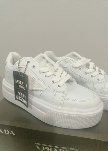 Beyaz Prada Platform Kadın Spor Ayakkabı - Görsel 3
