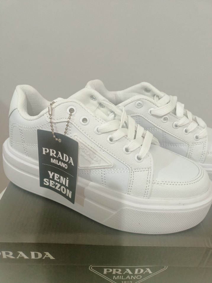 Beyaz Prada Platform Kadın Spor Ayakkabı - Görsel 2