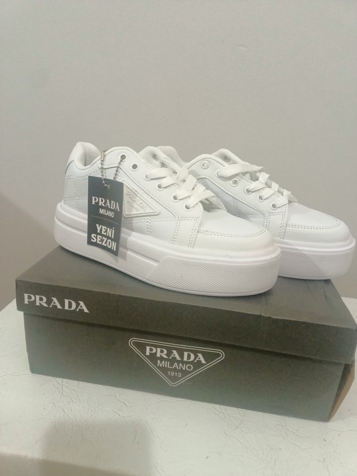 Beyaz Prada Platform Kadın Spor Ayakkabı - Görsel 4