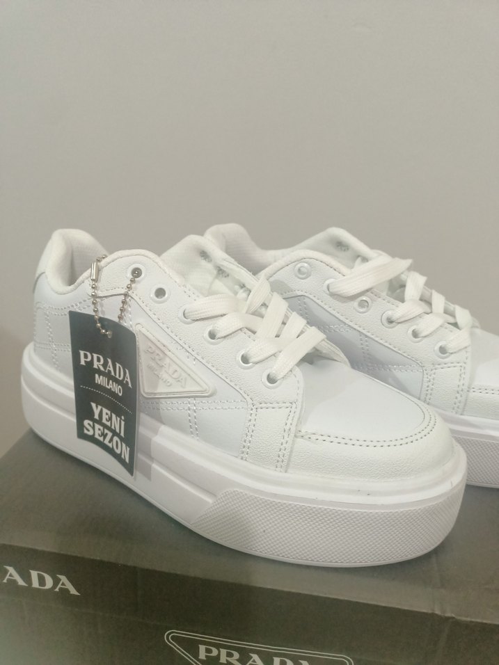 Beyaz Prada Platform Kadın Spor Ayakkabı - Görsel 3