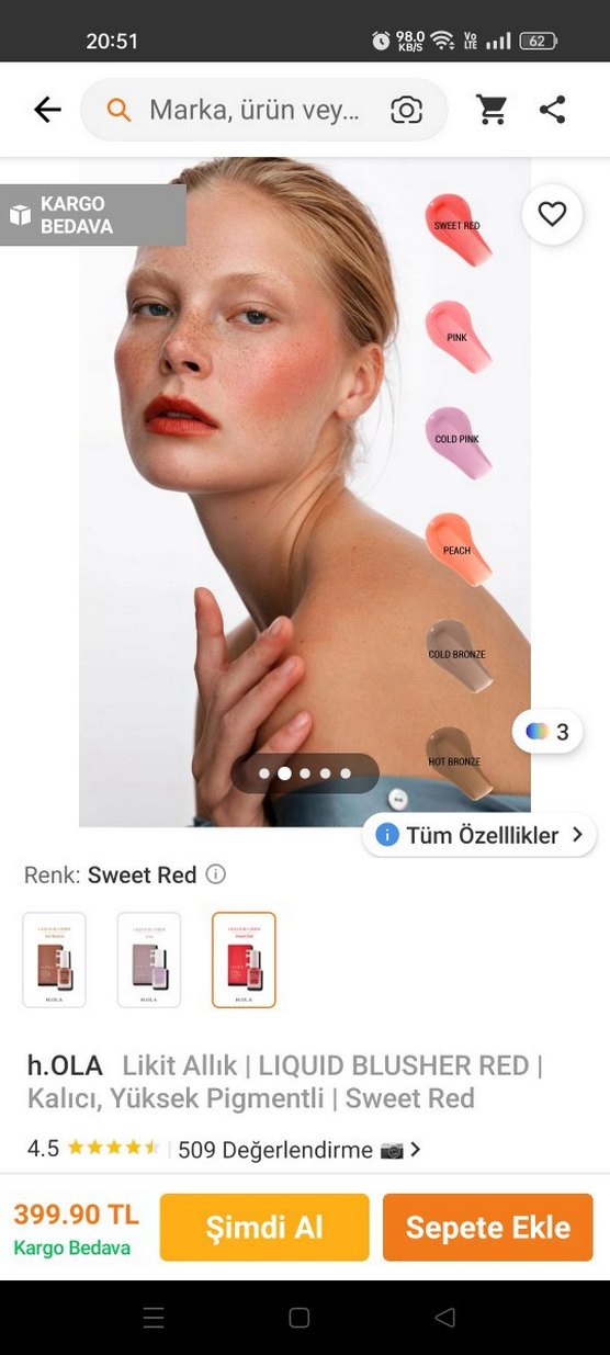 h.OLA Sweet Red Sıvı Allık - Görsel 2