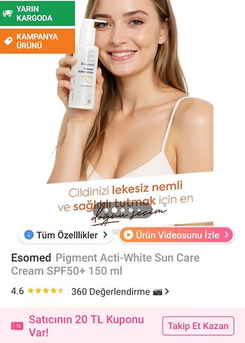 Esomed Pigment Acti-White Güneş Kremi SPF50+ 150 ml - Görsel 2