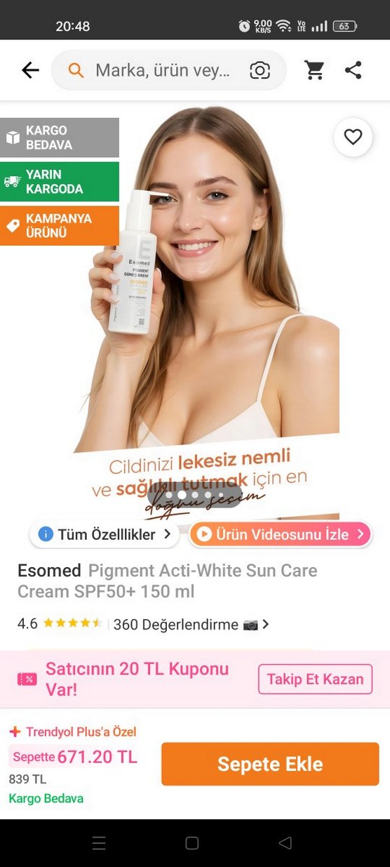Esomed Pigment Acti-White Güneş Kremi SPF50+ 150 ml - Görsel 2