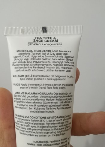 home life Çay Ağacı ve Adaçayı Yağı  Kremi 75 ml el yüz vücut - Görsel 2