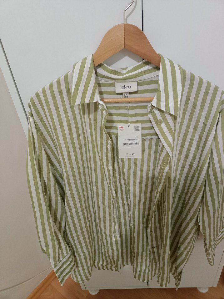 Kadın Çizgili Tunik - Uzun Kollu, Rahat Kesim - Görsel 2