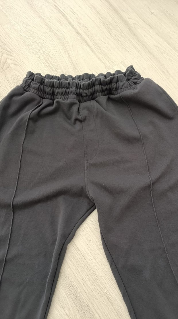 erkek Gri Pilili Pamuklu Kumaş Pantolon - Görsel 2