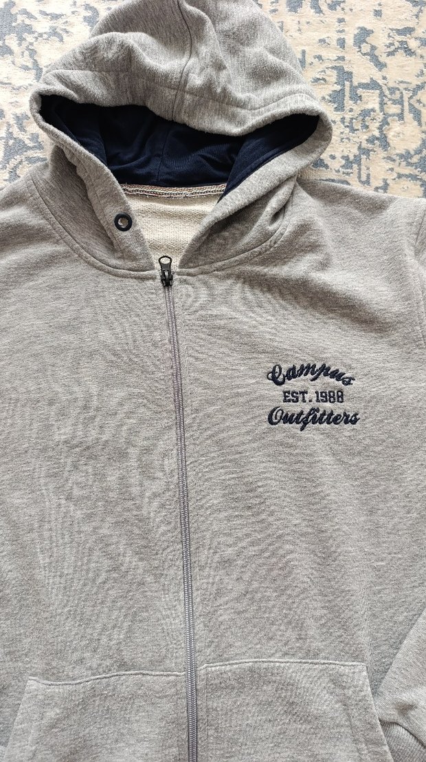 Gri Fermuarlı Erkek Polar Sweatshirt - Görsel 2