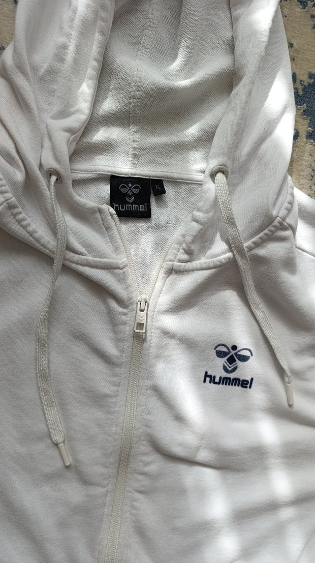 Hummel Beyaz Kapüşonlu Fermuarlı Erkek Sweatshirt - Görsel 2