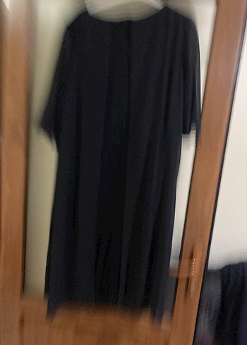 Siyah V Yaka Uzun Salaş Kadın Elbise - Görsel 6