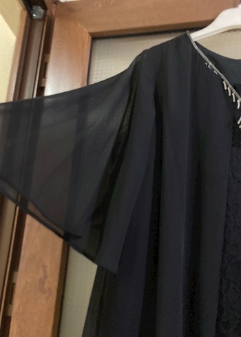 Siyah V Yaka Uzun Salaş Kadın Elbise - Görsel 4