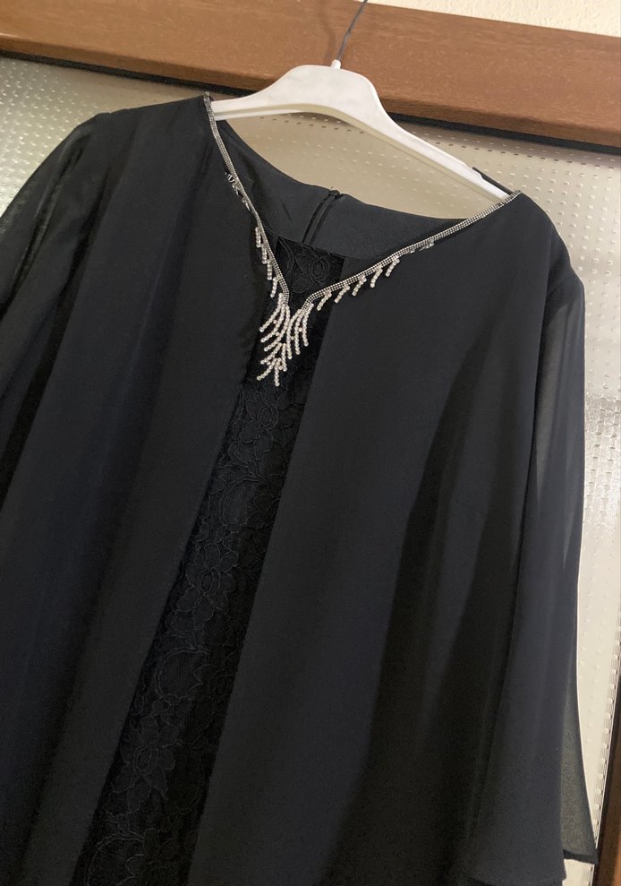 Siyah V Yaka Uzun Salaş Kadın Elbise - Görsel 2