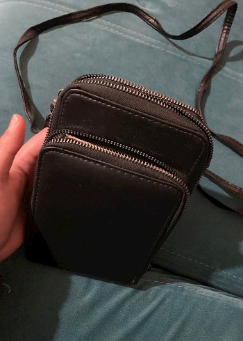 Siyah Deri Fermuarlı Kadın Çapraz Çanta - Görsel 2