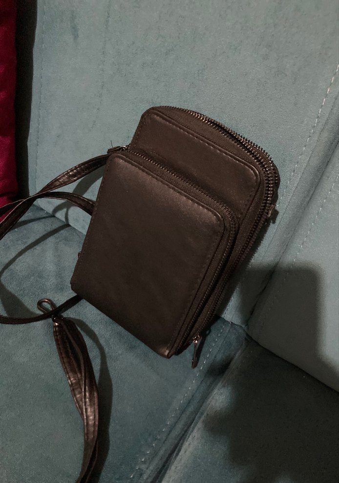 Siyah Deri Fermuarlı Kadın Çapraz Çanta - Görsel 5