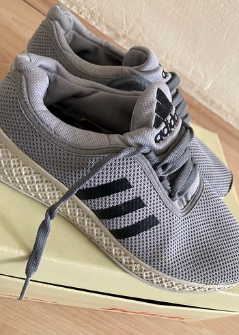 Gri Adidas Bağcıklı Kadın Spor Ayakkabı - Görsel 2