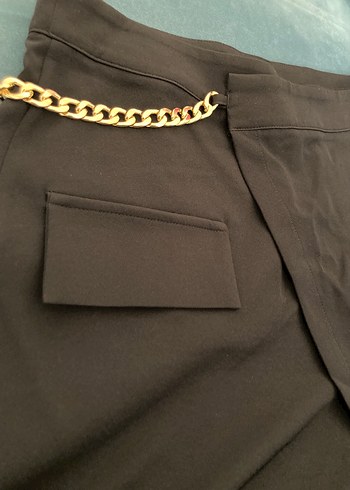 Zincir Detaylı Kahverengi Mini şort etek - Görsel 2